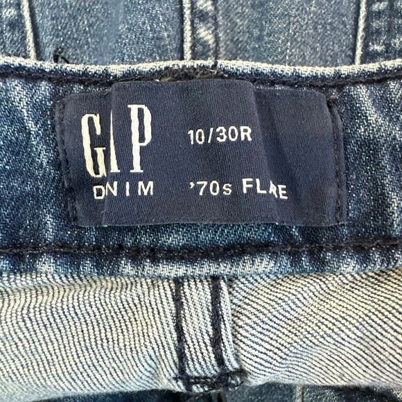 Gap 70s Flare Jeans Women’s 10 High Waisted Button Pocket Medium Wash Stretch - Picture 9 of 12
